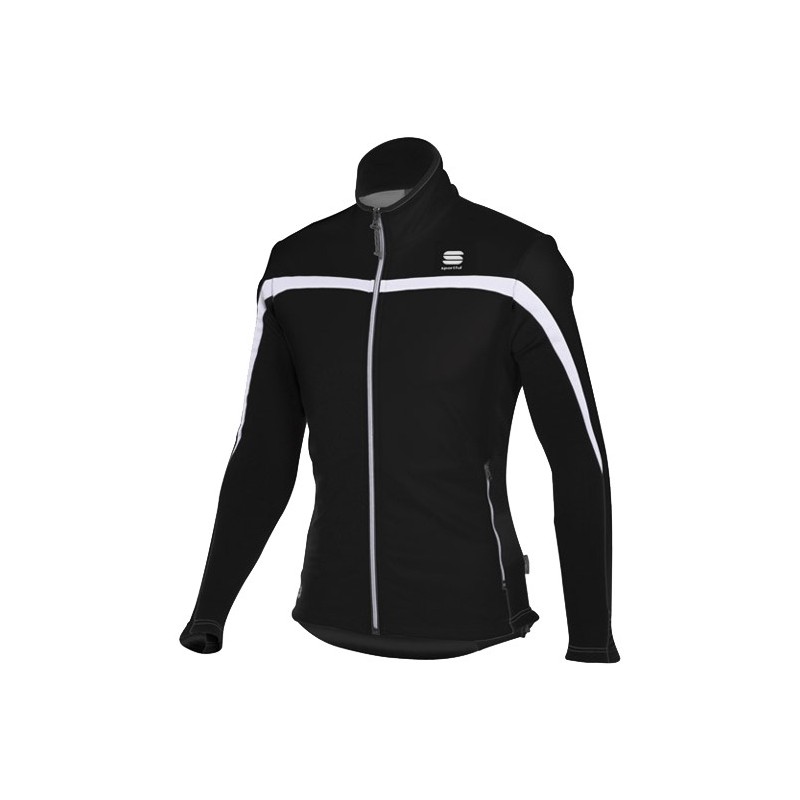 разминочная куртка Sportful Squadra 2 WS Jacket чёрная с белой вставкой разминочная куртка Sportful Squadra 2 WS Jacket чёрная с белой вставкой